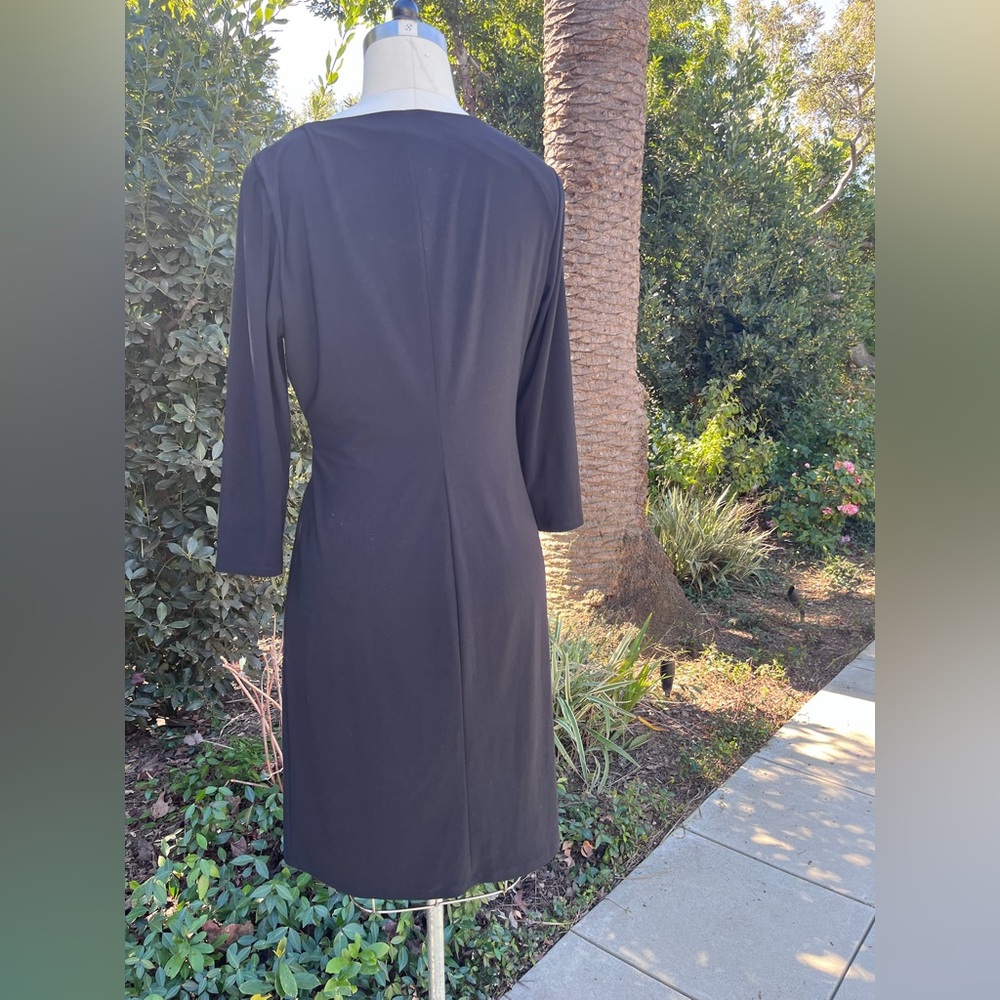 LRL Lauren Ralph Lauren faux wrap draped jersey midi dress - size 12 - Picture 4 of 4